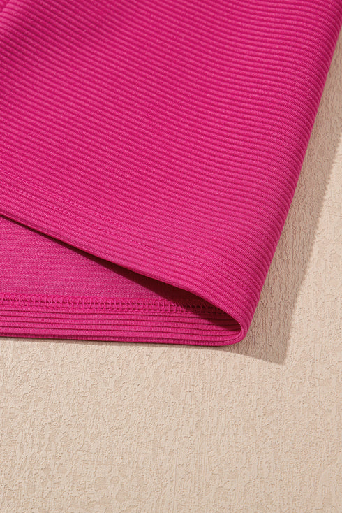 Striped Detail Flutter Sleeve Zipped Collar Short Set